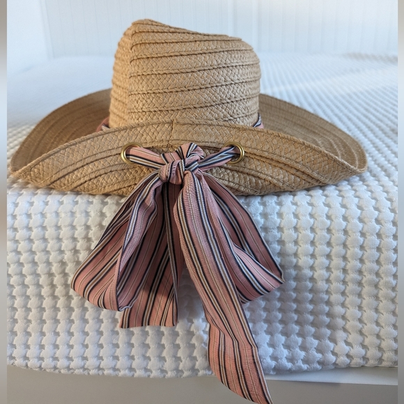 Laundry By Design Bow Straw Hat Wide Brim Summer Beach Sun Hat - Picture 3 of 7